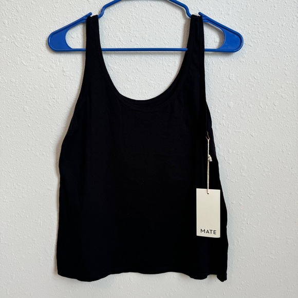 NWT size L Black Sleeveless Scoop Neck Tank Top - MATE the Label - Picture 2 of 9